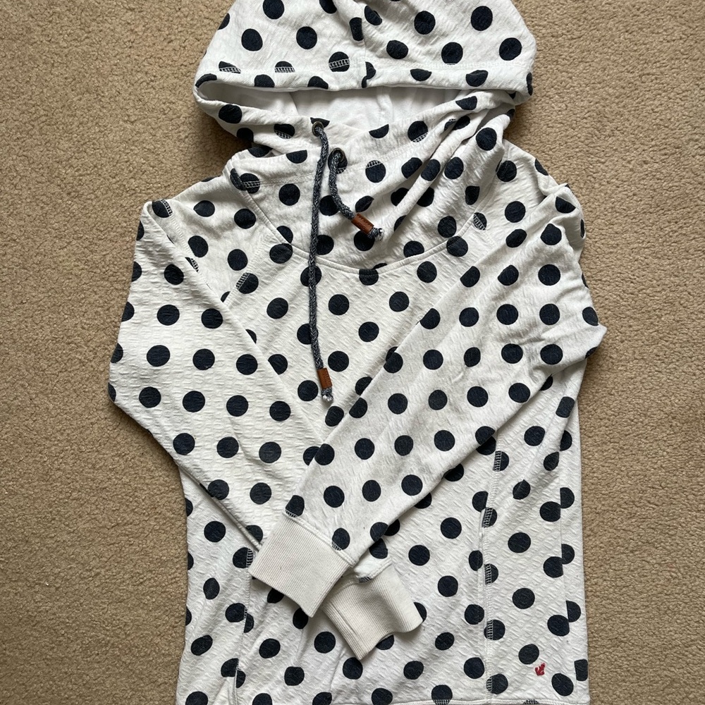ONLY Polka Dot Hoodie | White & Black | Size M